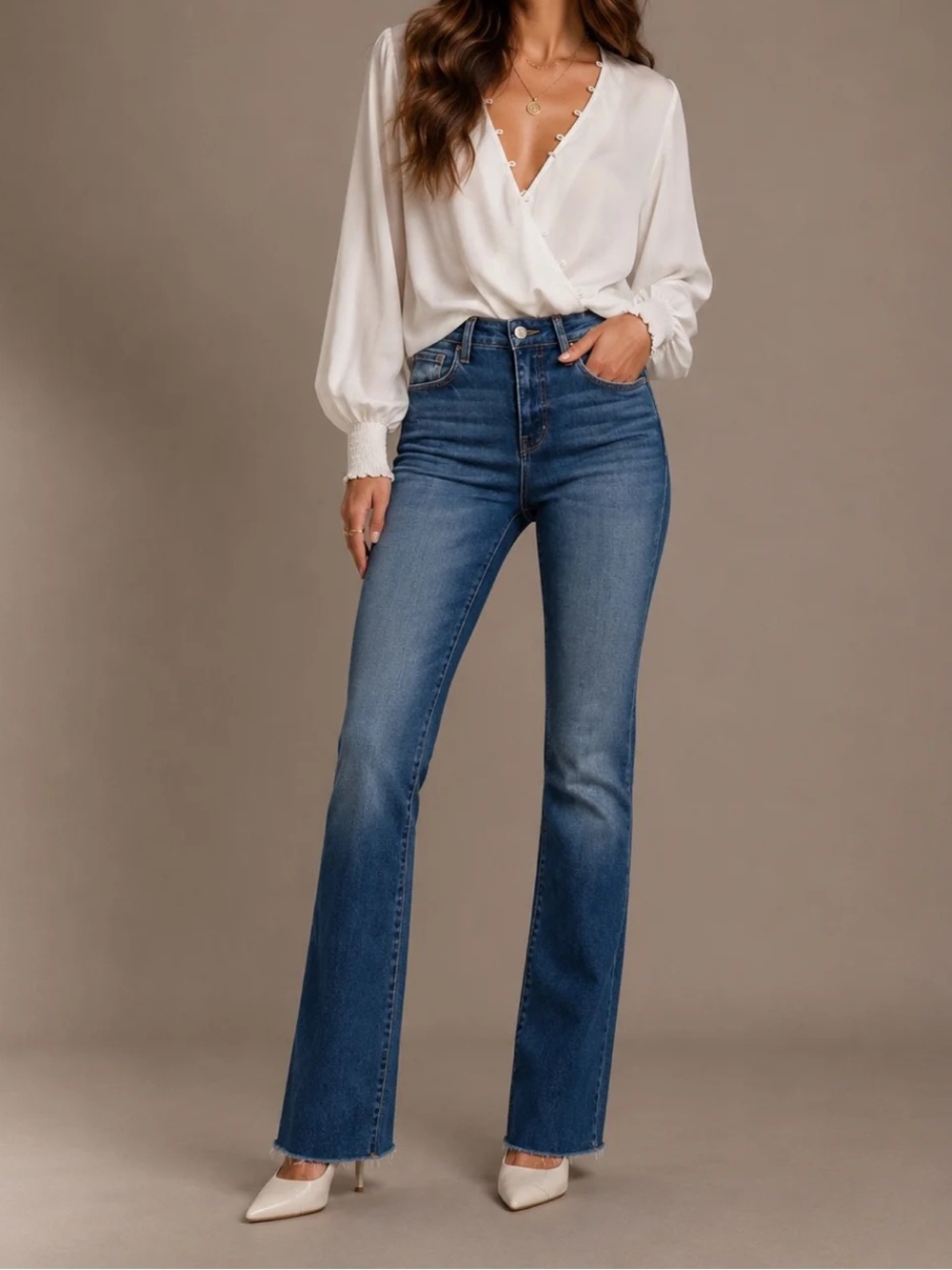 L'AGENCE Ruth High Rise Straight Jeans Size 27 Beringer Blue Raw Hem Stretch